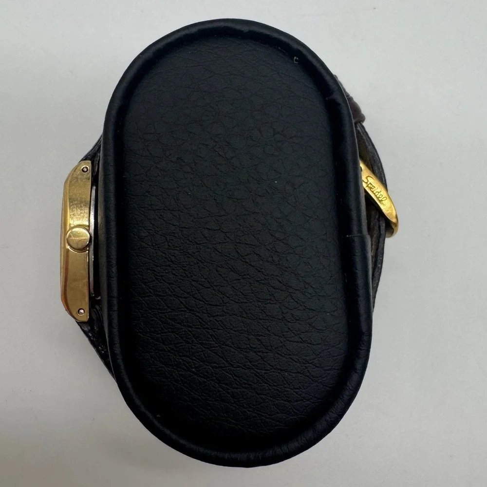 Pulsar V233-5100 Gold Tone Tonneau Ladies Quartz Watch Brown Leather needs bat